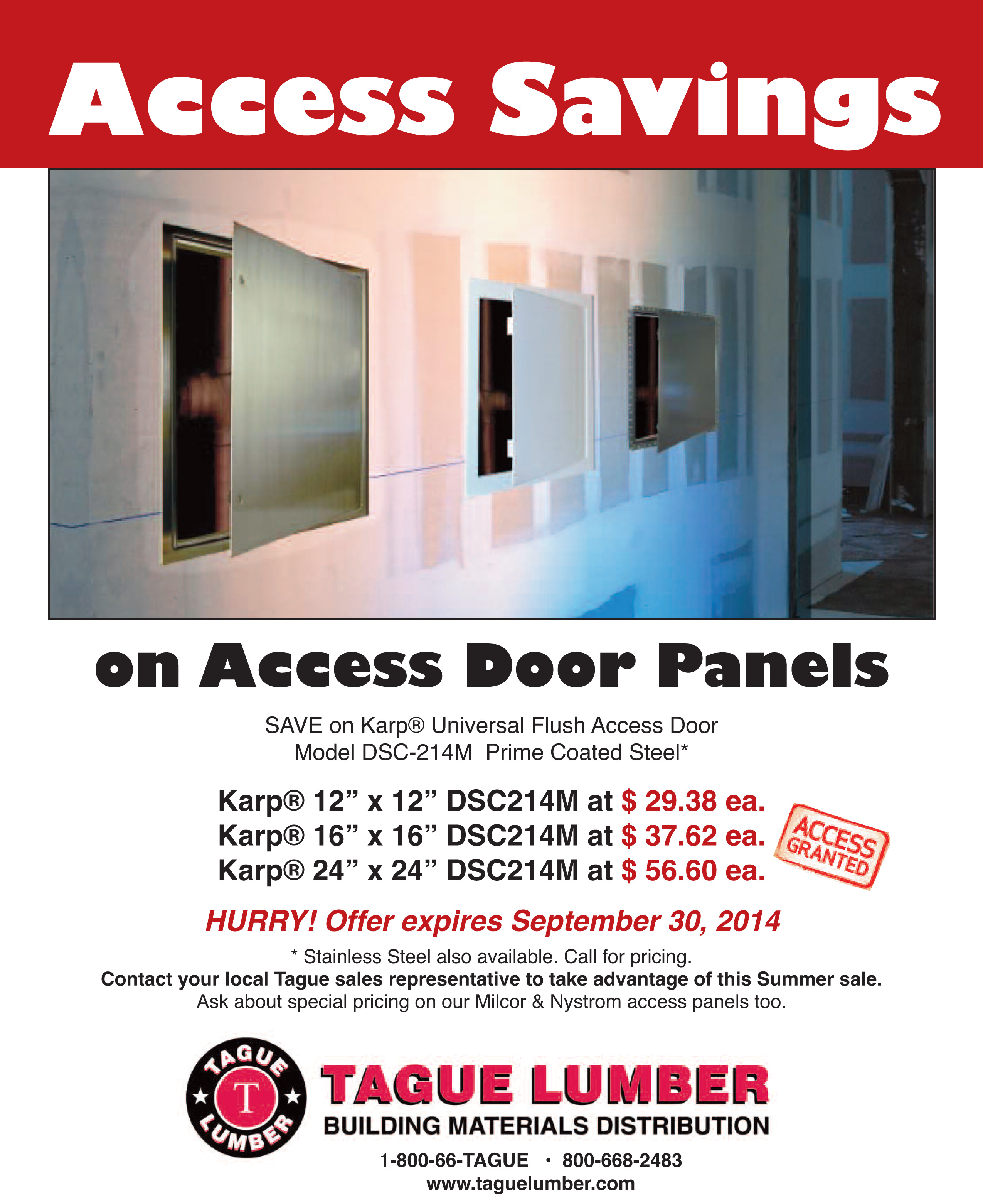 Summer Savings On Access Door Panels Tague Lumber