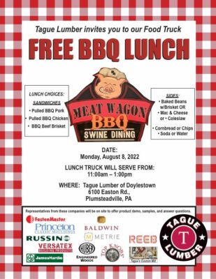 Free BBQ Lunch Truck at Tague Doylestown 8/8/22