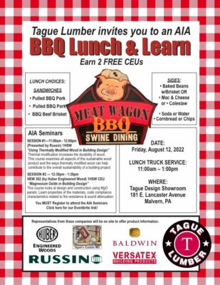 AIA Lunch &amp; Learn con BBQ Lunch Truck (8/12) en la sala de exposiciones de Tague Malvern