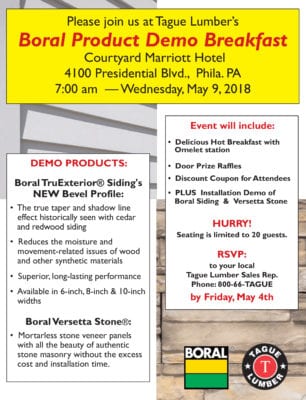 Boral & Versetta Stone FREE Product Demo & HOT Breakfast at Courtyard Marriott, City Line Ave