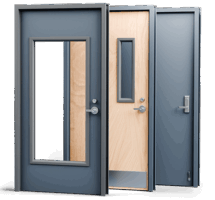 commercial door lite kits and louvers installed in steel door