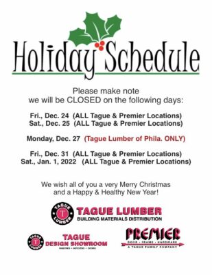 Christmas Holiday Schedule