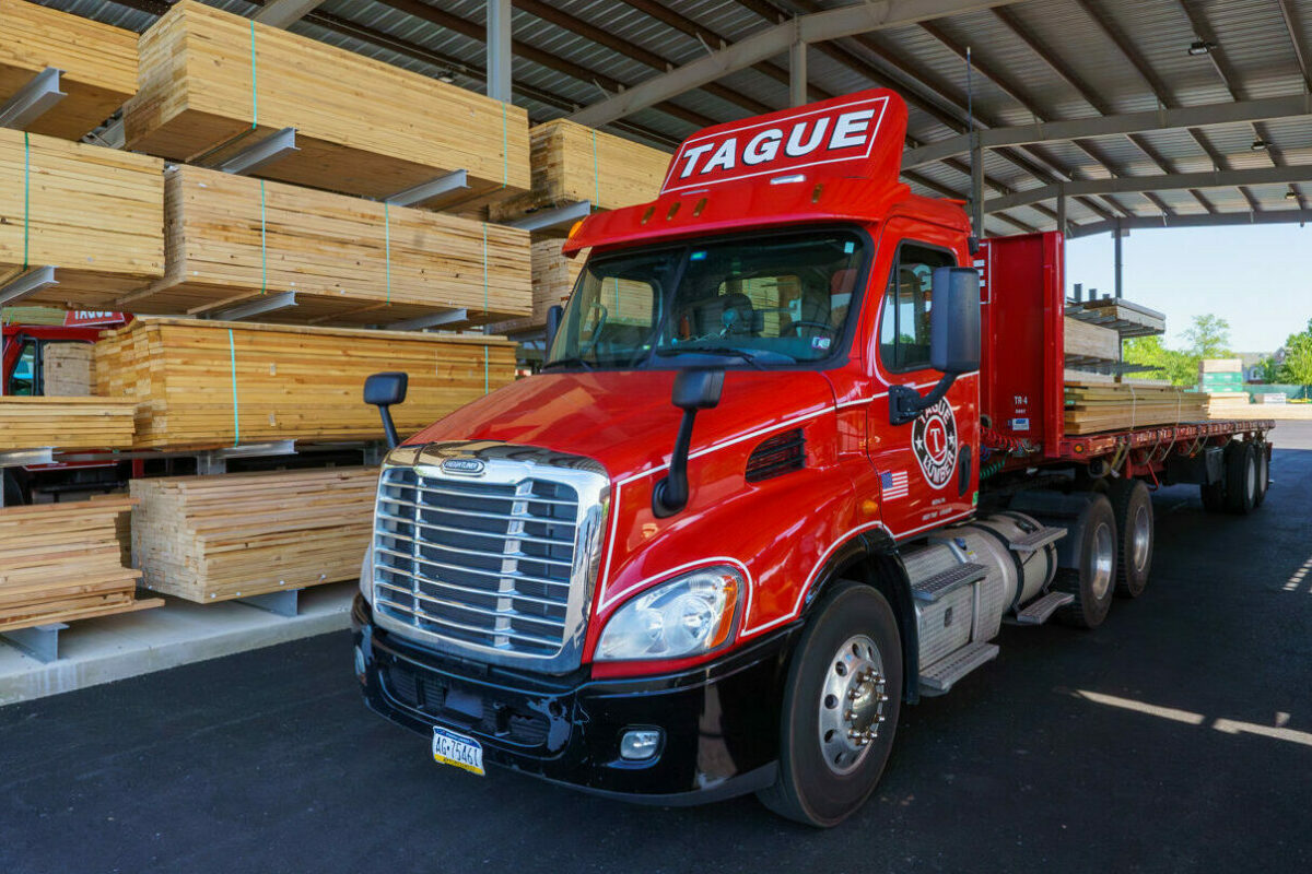 tague lumber truck making delivery
