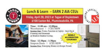 FREE  Lunch & Learn at Tague Lumber of Doylestown