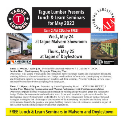 AIA Lunch &amp; Learn en Doylestown | Andersen y Huber