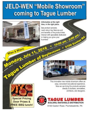 Jeld-Wen Free BBQ &amp; Mobile Showroom llega a Tague Lumber Doylestown