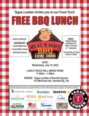 Free BBQ Lunch Truck at Tague Kennett Sq. 7/19/23