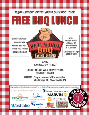 Free BBQ Lunch Truck at Tague Phoenixville 7/18/23