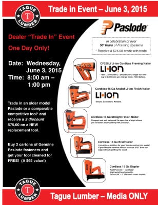 Paslode Tool Trade-in Event at our MEDIA Location