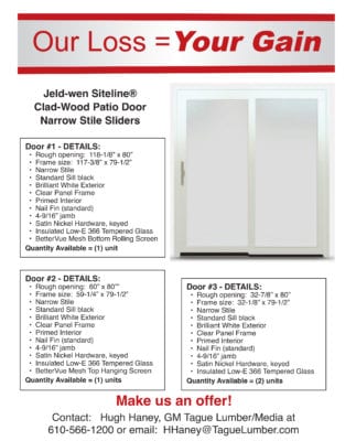 Our Loss Your Gain Jeld Wen Patio Doors On Sale Tague Lumber