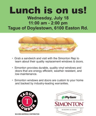 Lunch is on us at Tague Lumber of Doylestown