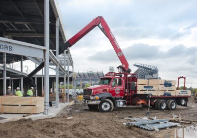 building material delivery services with Tague Lumber truck