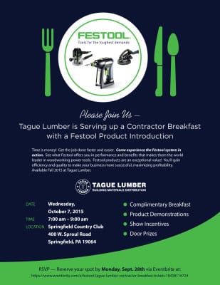 Lanzamiento de productos Festool y desayuno para contratistas