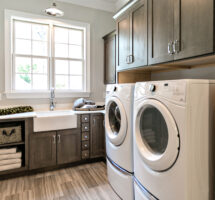 Wellborn stock and semi-custom cabinetry for mudroom and laundry room