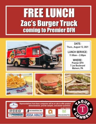 БЕСПЛАТНЫЙ обед от Zac's Burger Truck в Premier DFH в Малверне