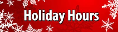 Christmas Holiday Schedule – Closed Christmas Day