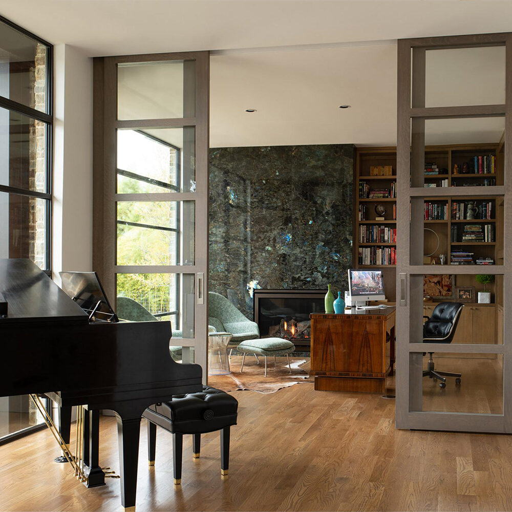 Trustile sliding doors with modern flair available from Tague Lumber