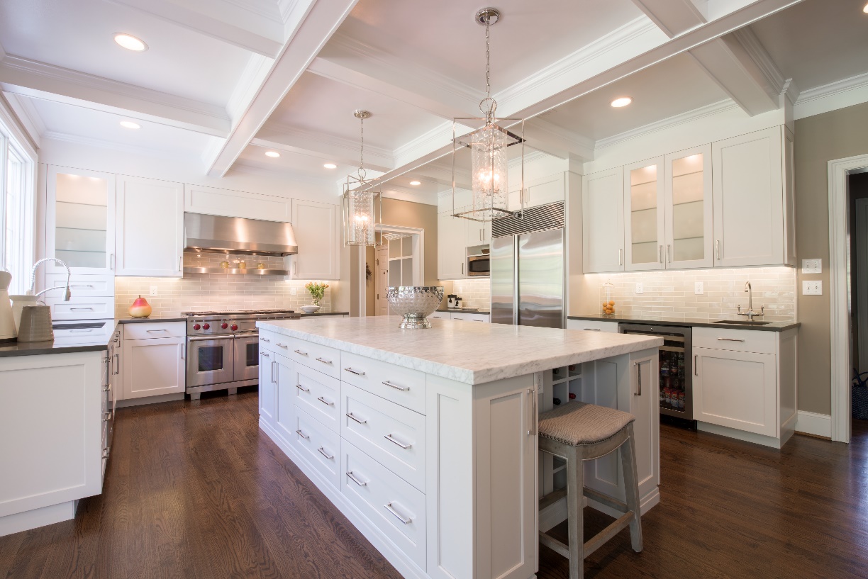 Kitchen with white cabinetry