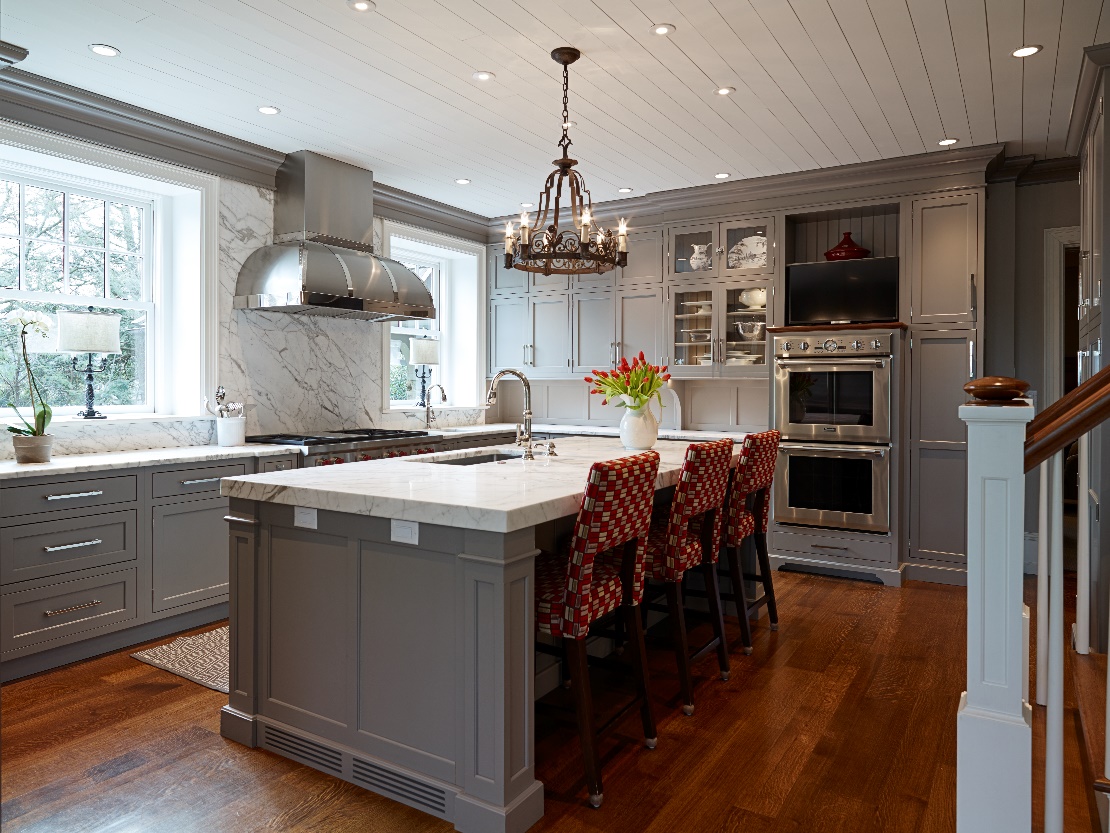 Kitchen with gray cabinets